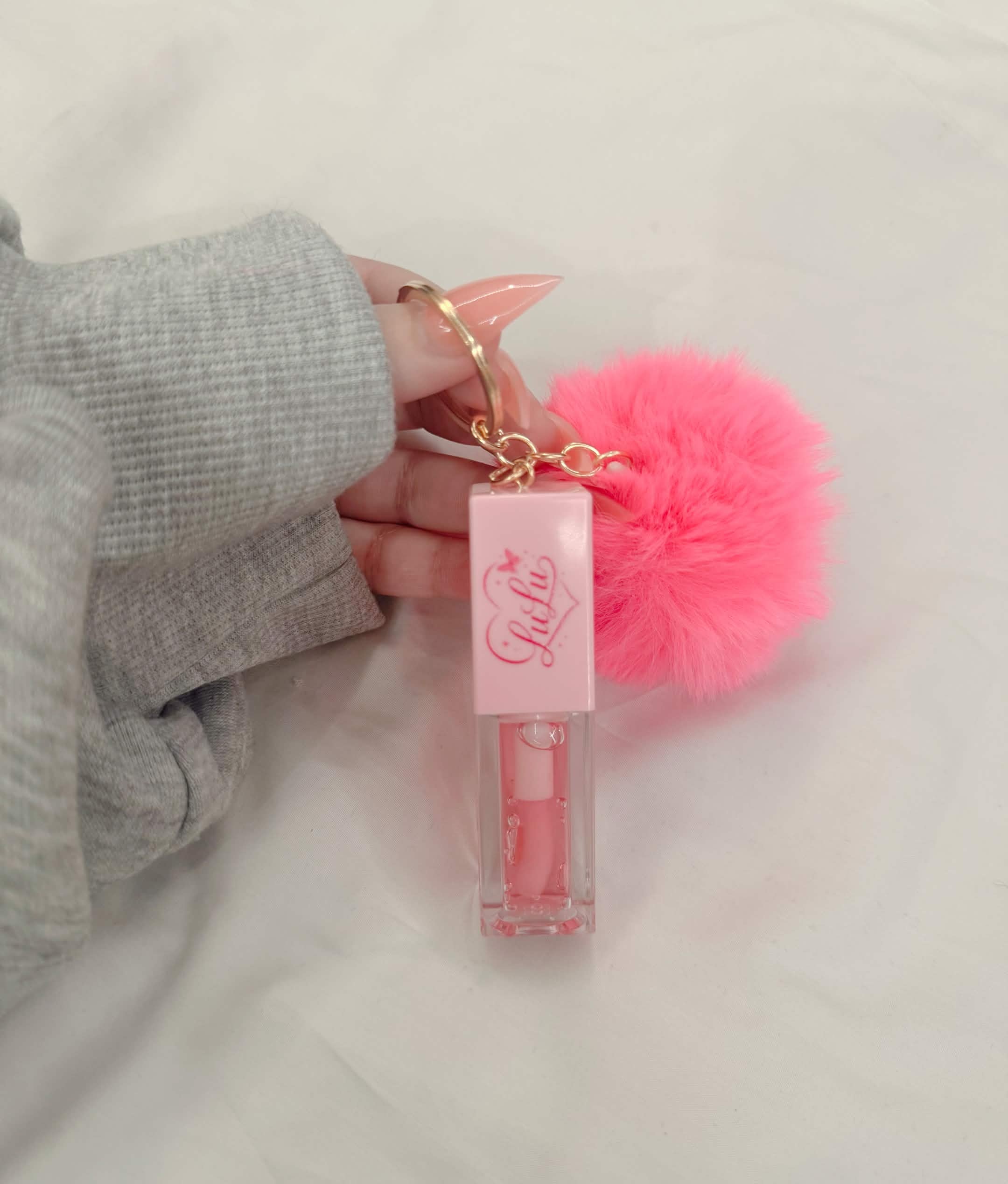 Pom Pom Keychain Lip Gloss
