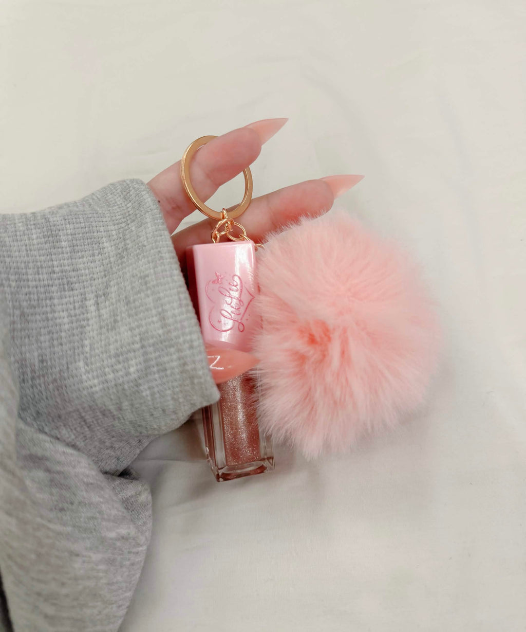 Pom Pom Keychain Lip Gloss